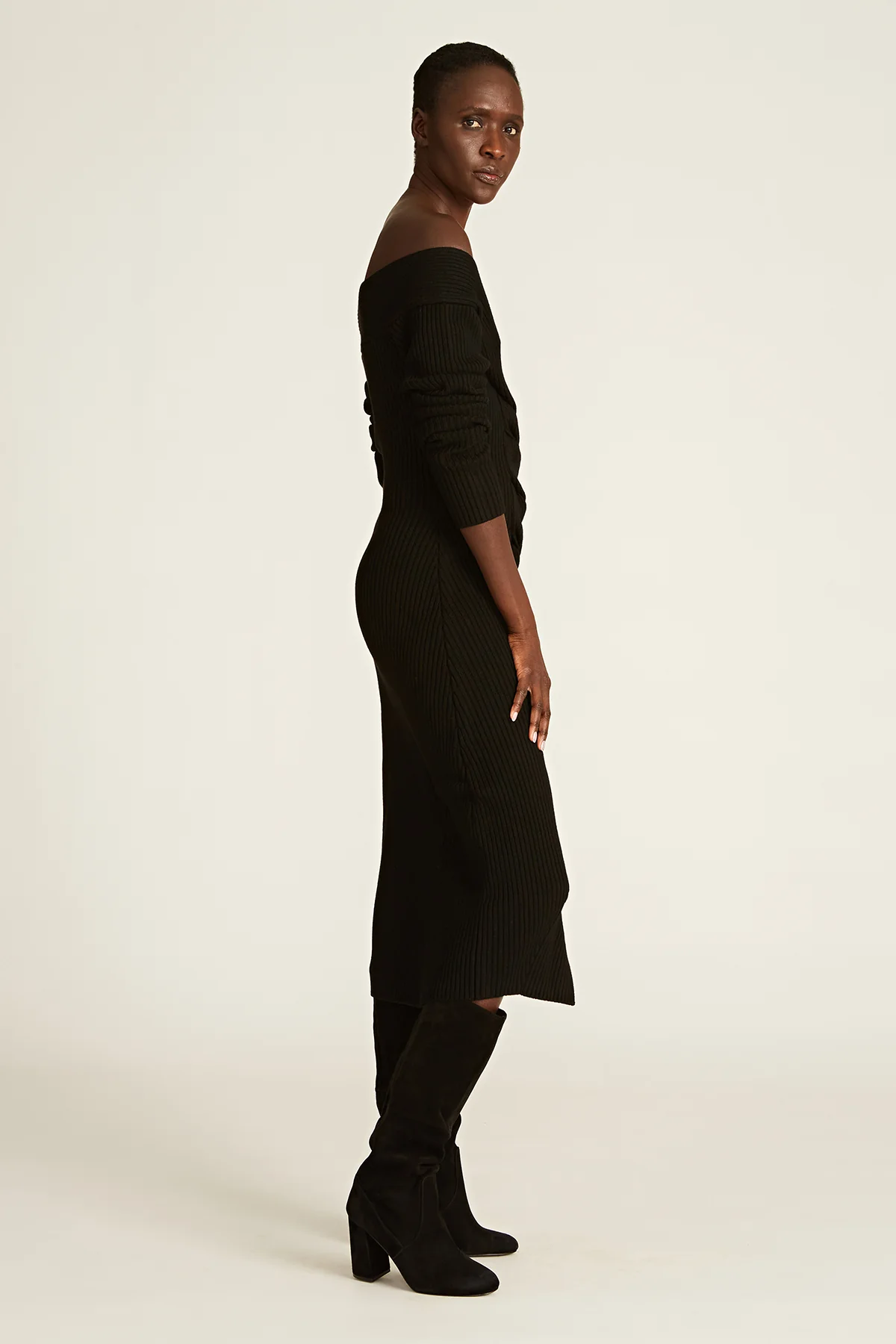 Trianna Off Shoulder Wool Dress - Image 3