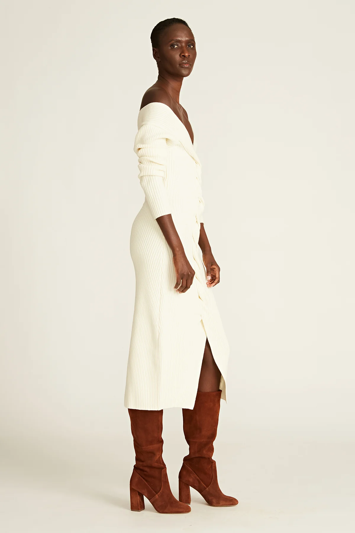 Trianna Off Shoulder Wool Dress - Image 3