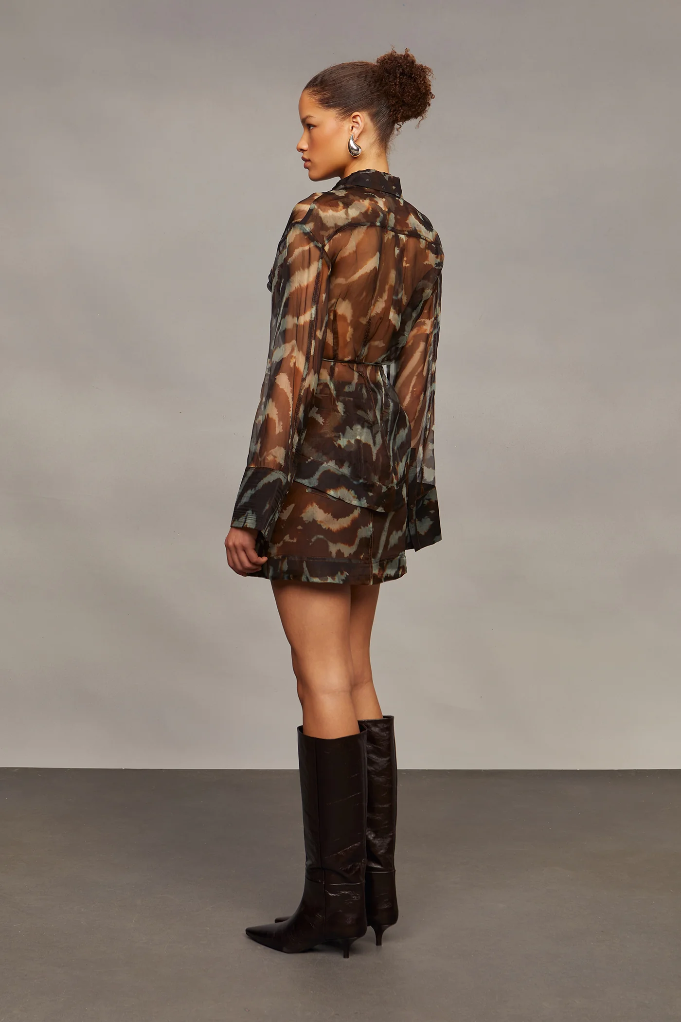 Clea Sheer Printed Silk Blouse - Image 6