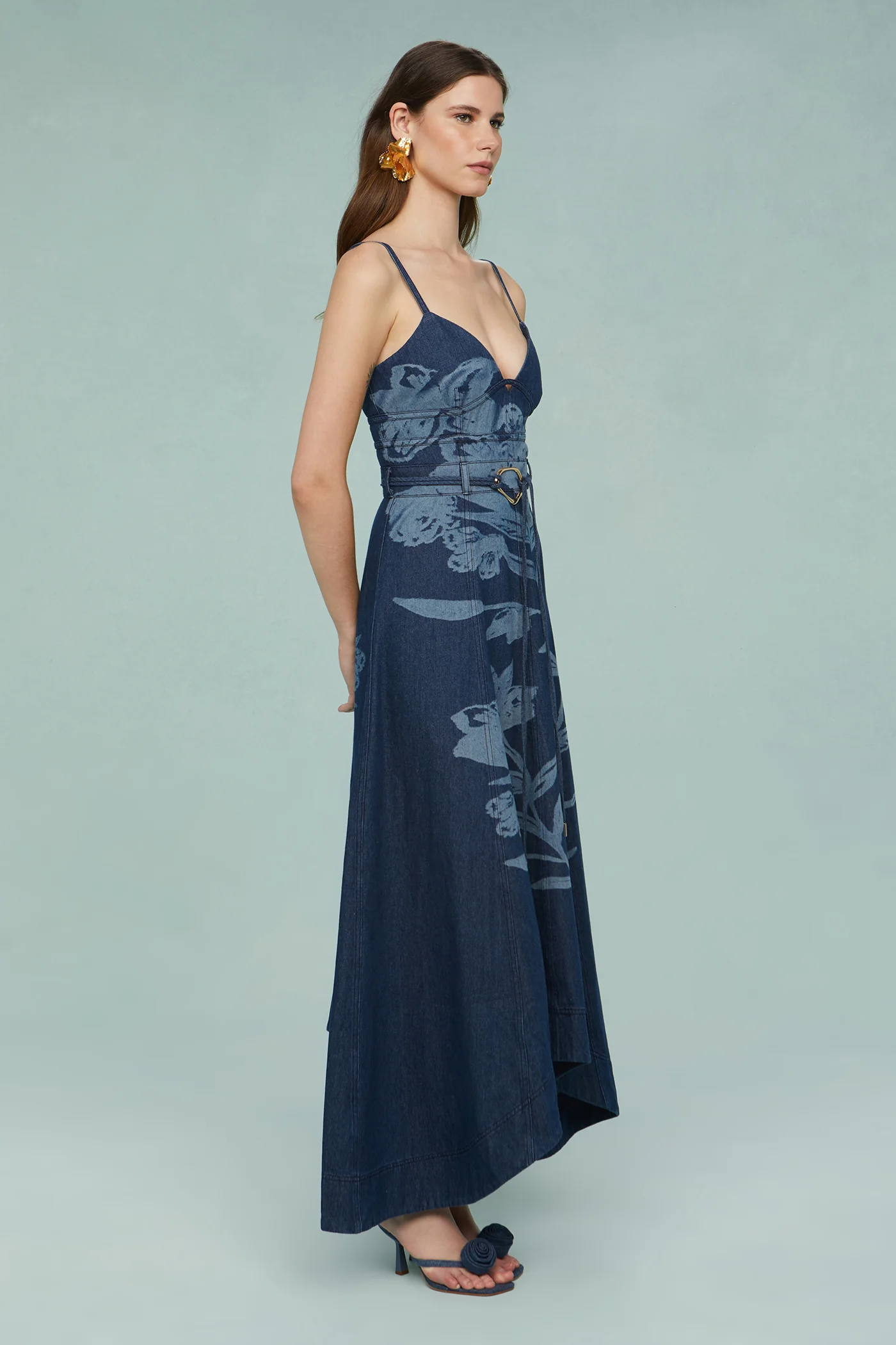 Dana Printed Denim Midi Dress - Image 3