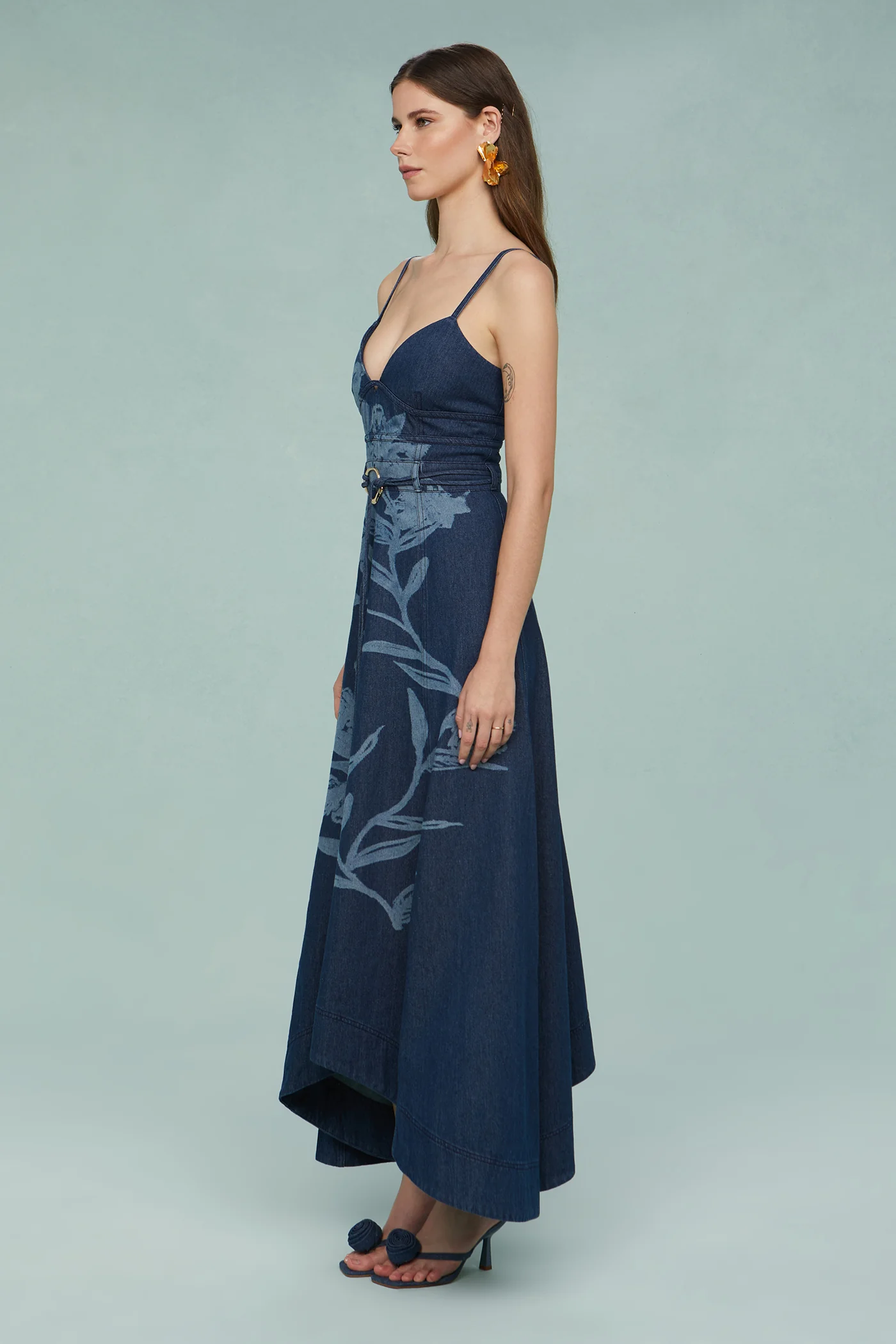 Dana Printed Denim Midi Dress - Image 5
