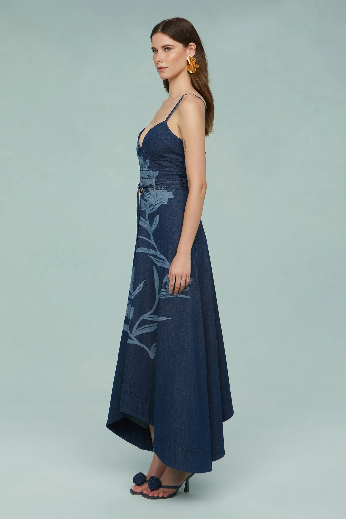 Dana Printed Denim Midi Dress - Image 6