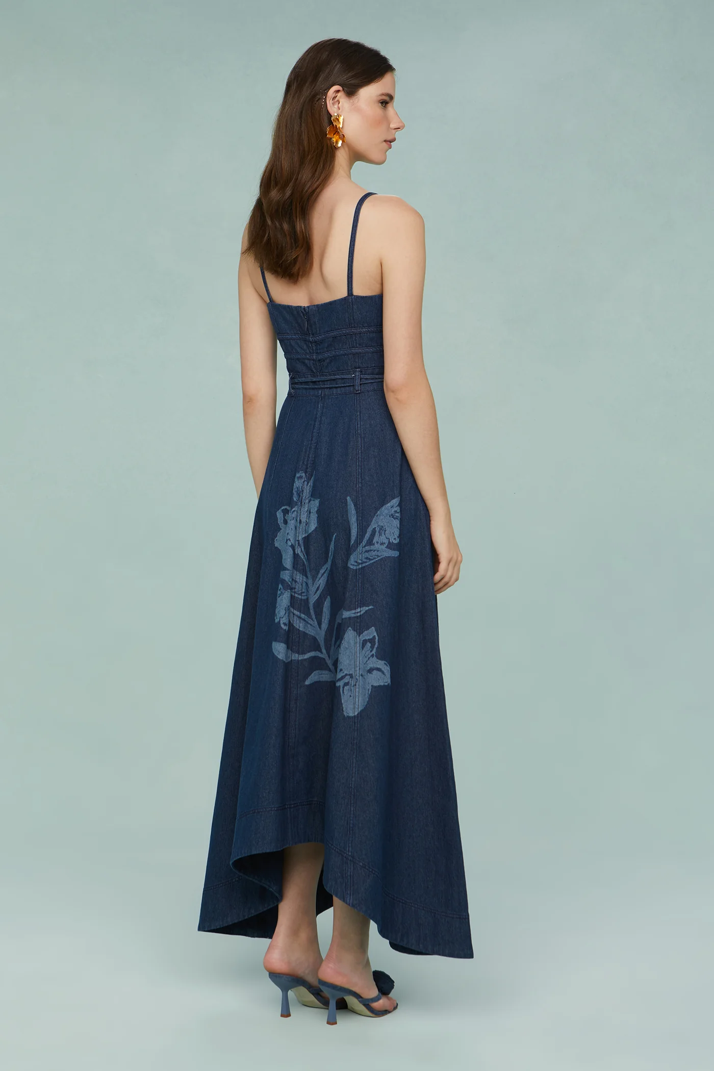 Dana Printed Denim Midi Dress - Image 8
