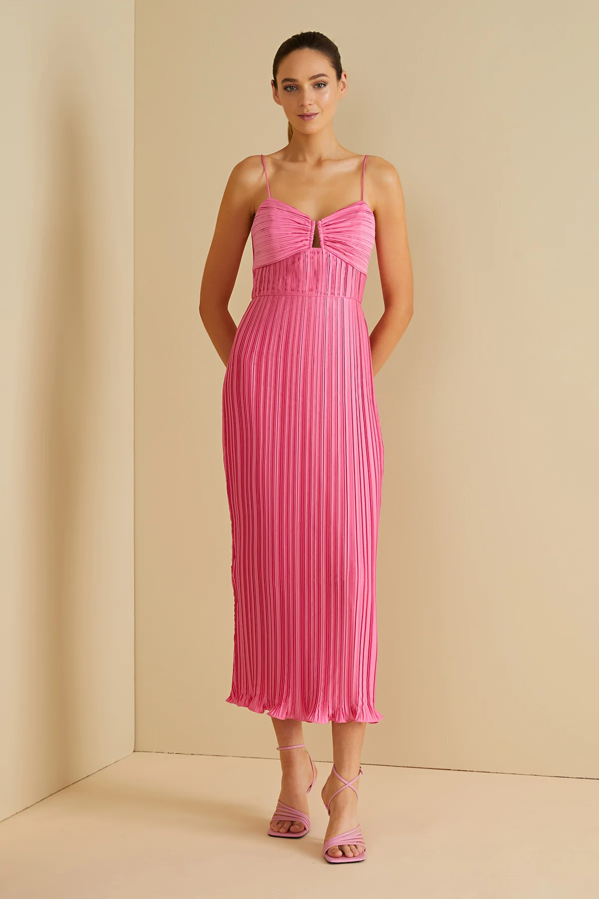 Dannie Pleated Midi Dress - Image 7