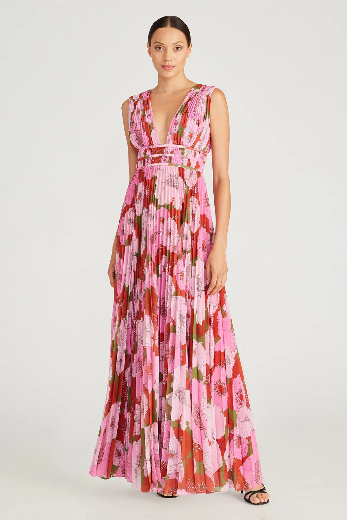 Dua Deep V Pleated Gown