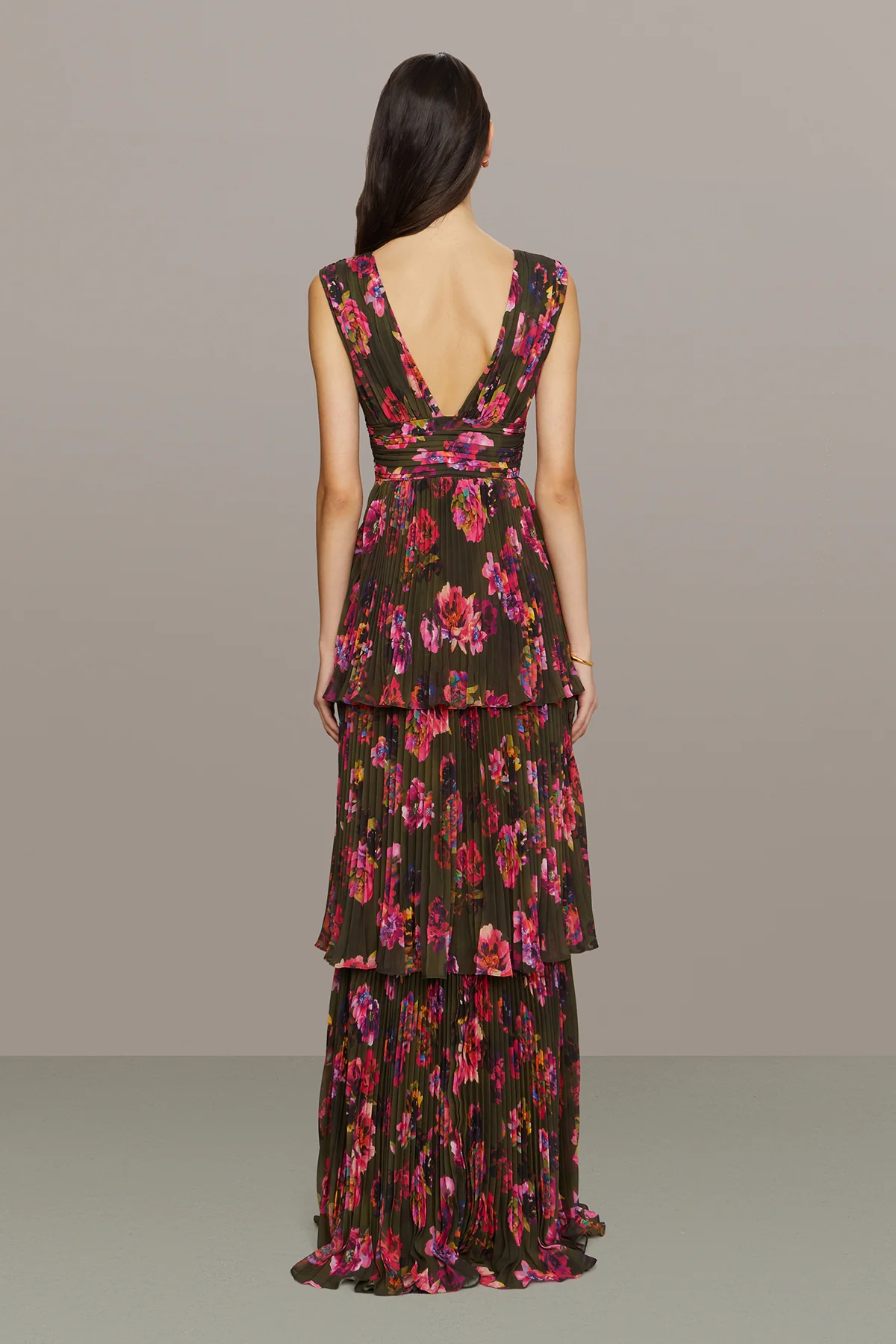 Fluer Deep V Pleated Gown - Image 2