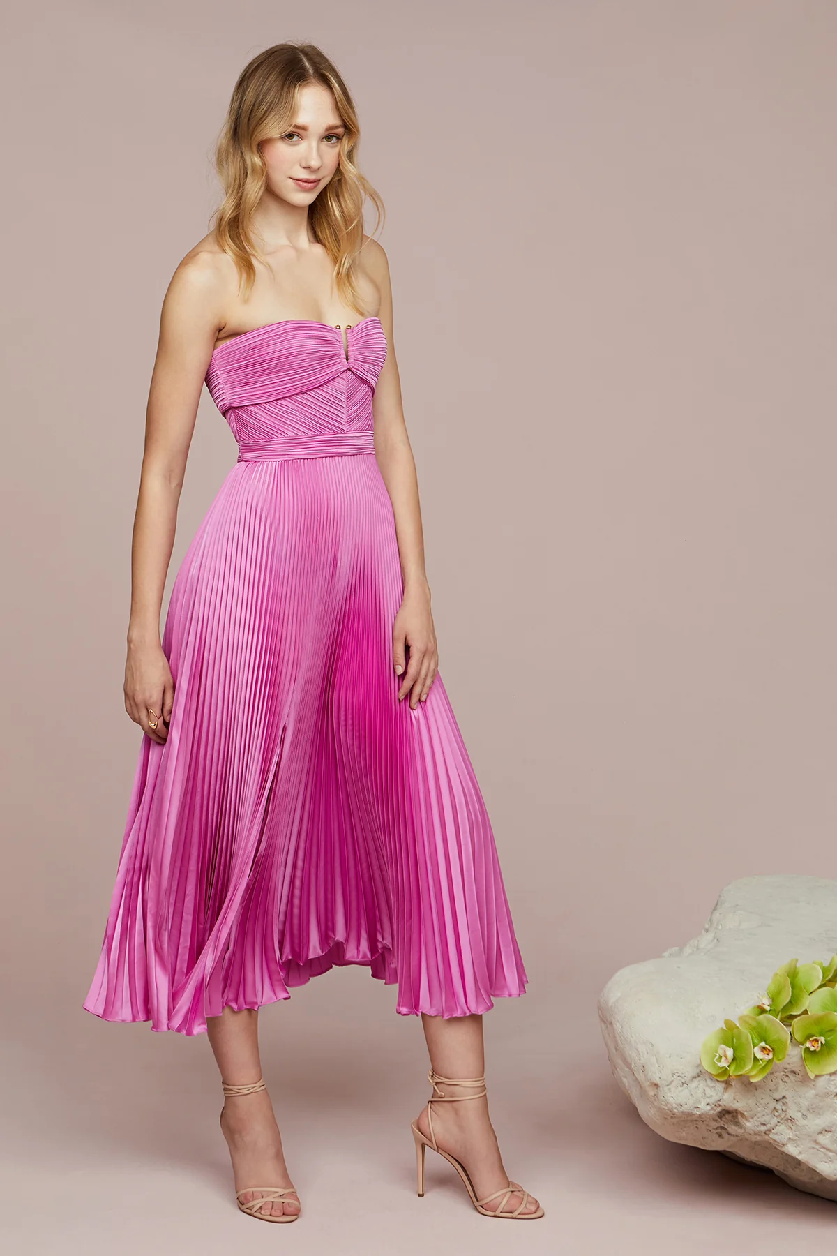 Harden Pleated Strapless Midi - Image 7