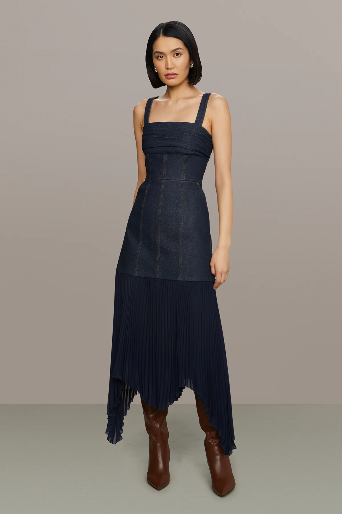 Jac Denim Combo Midi Dress