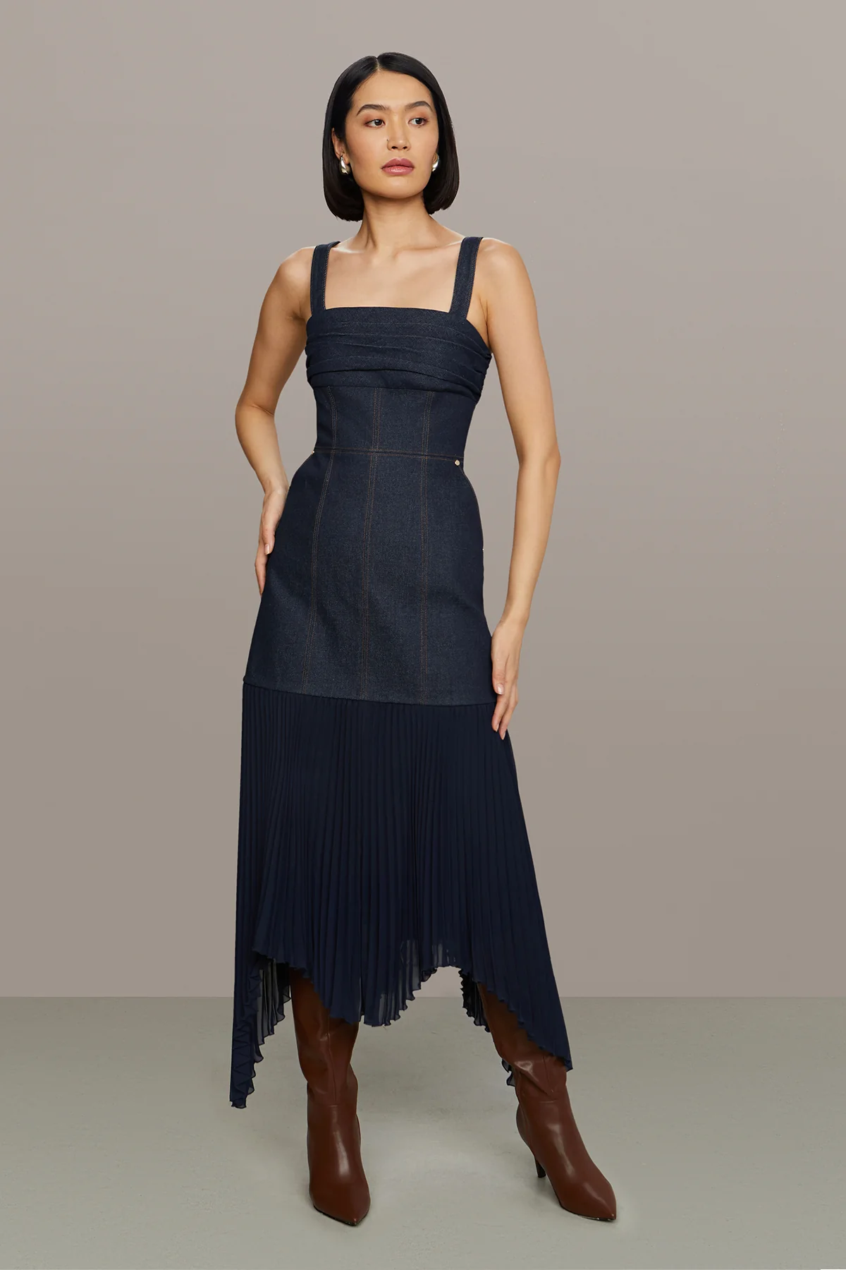 Jac Denim Combo Midi Dress - Image 6