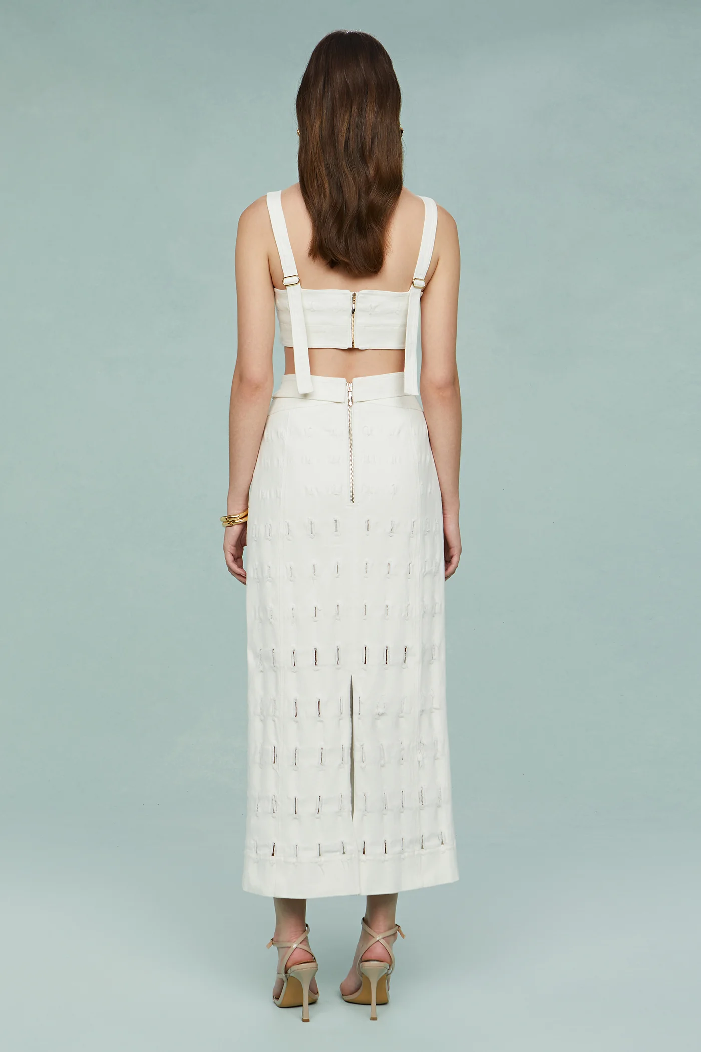 Jay Textured Twill Midi Skirt - Image 3