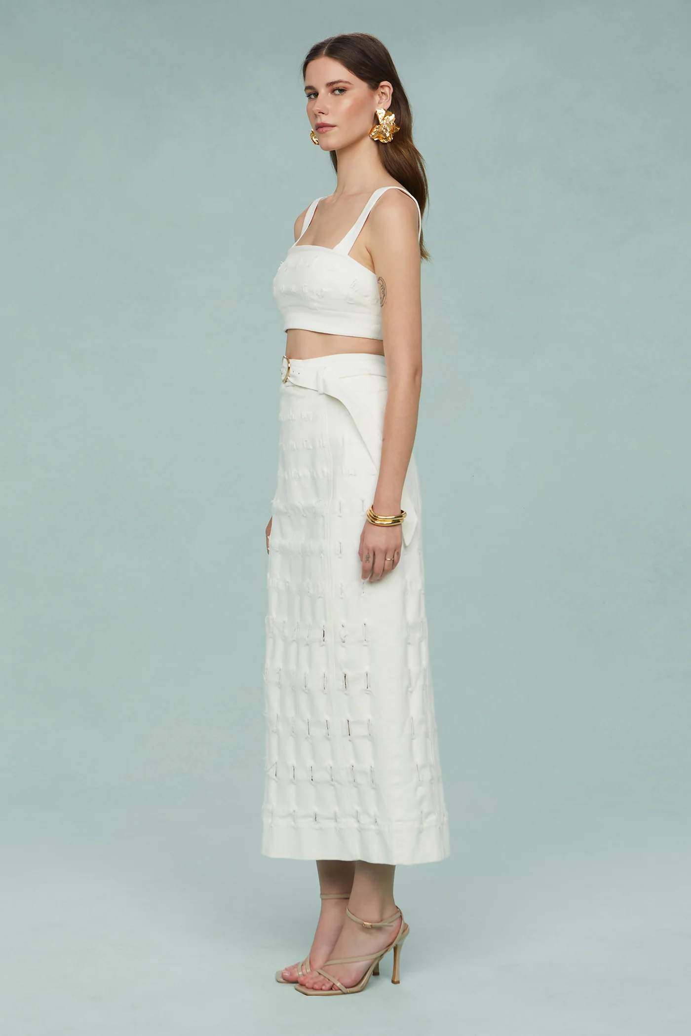 Jay Textured Twill Midi Skirt - Image 4