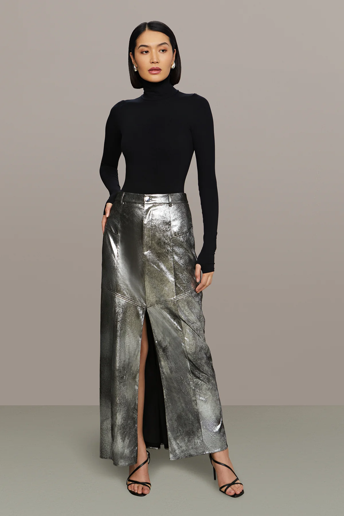 Jil Midi Leather Skirt