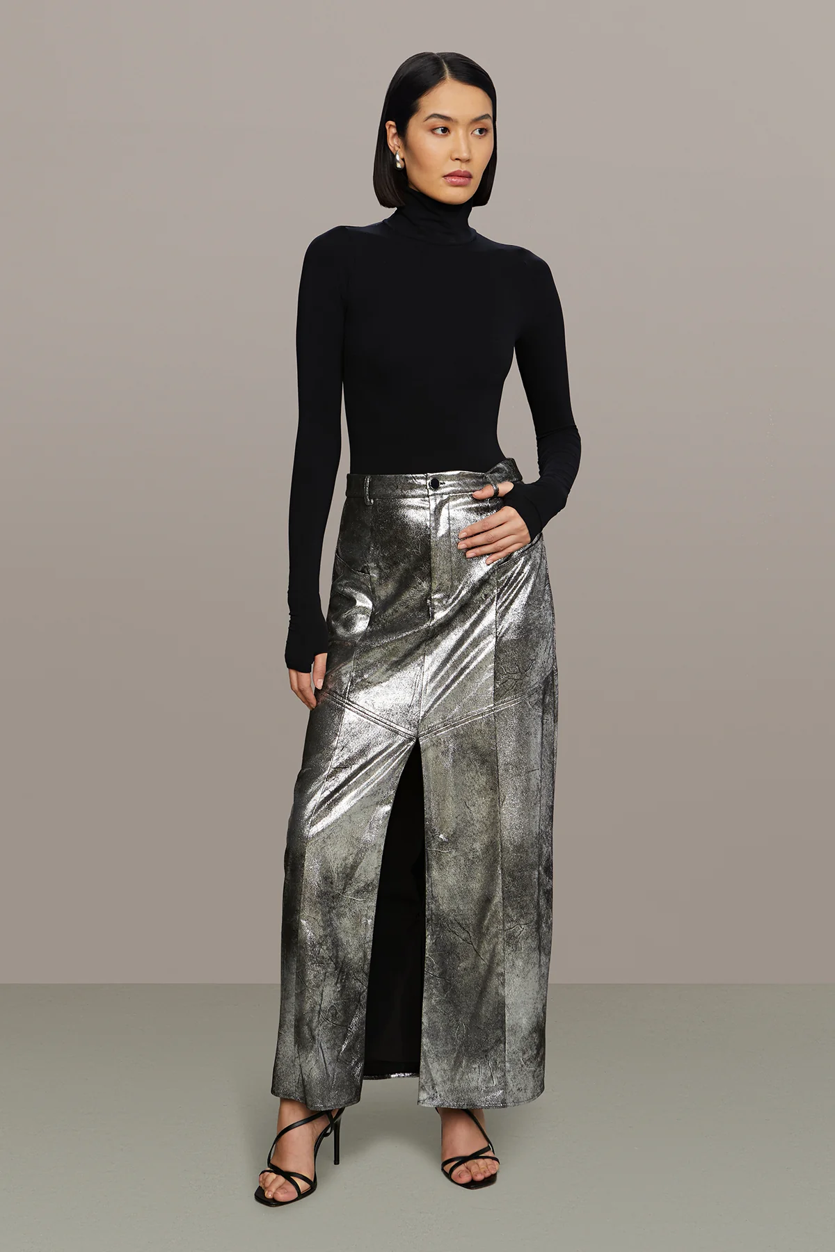Jil Midi Leather Skirt - Image 3