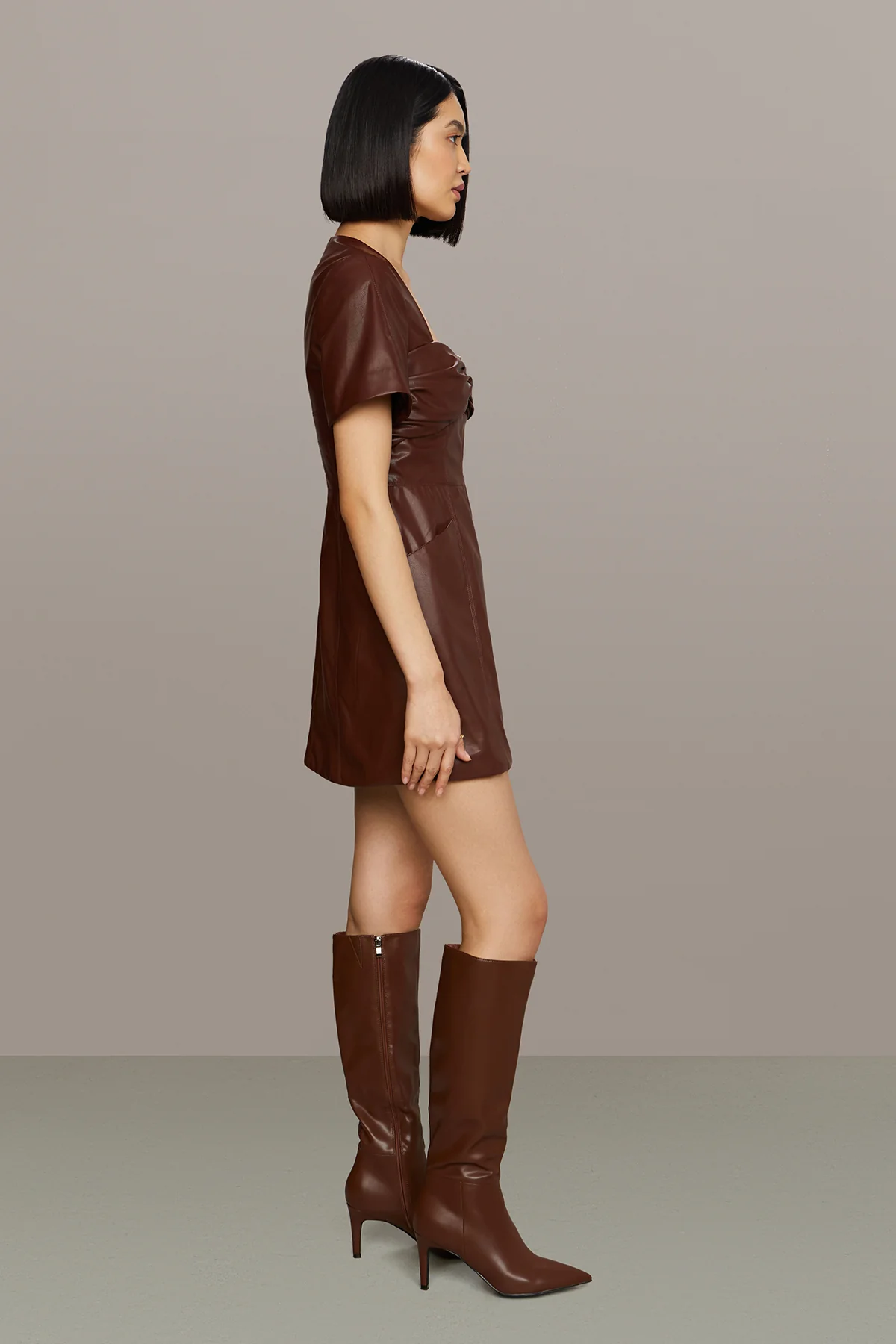 Joey Leather Mini Dress - Image 4