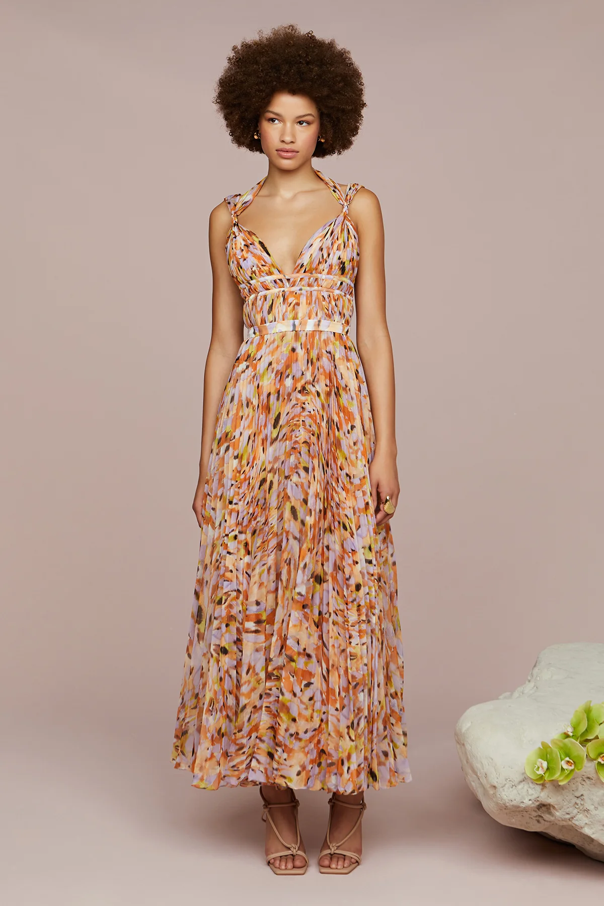 Neve Pleated Chiffon Dress