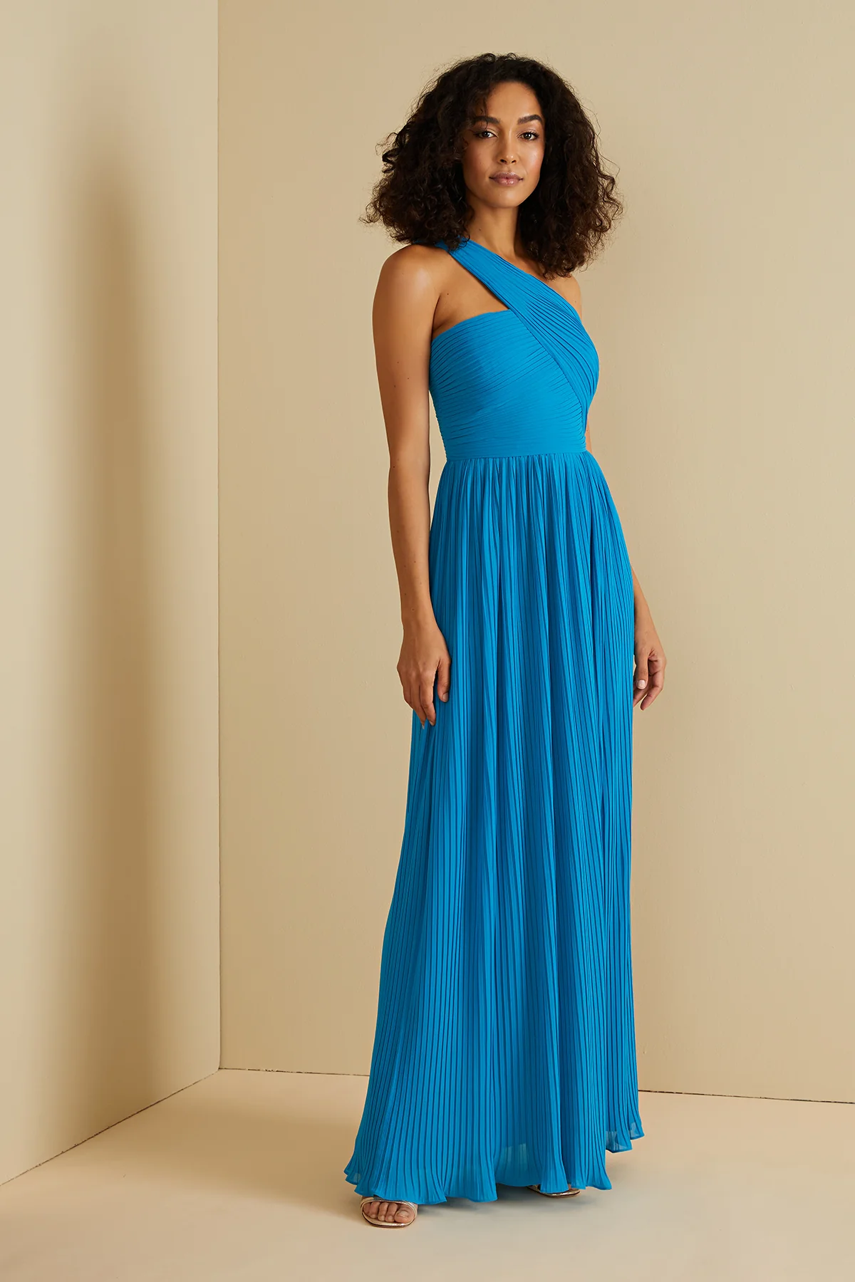 Skye Deep V Pleated Gown